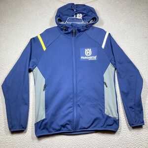 Husqvarna Motorcycles Jacket Men's Medium Blue Hooded Medium Weight Pockets